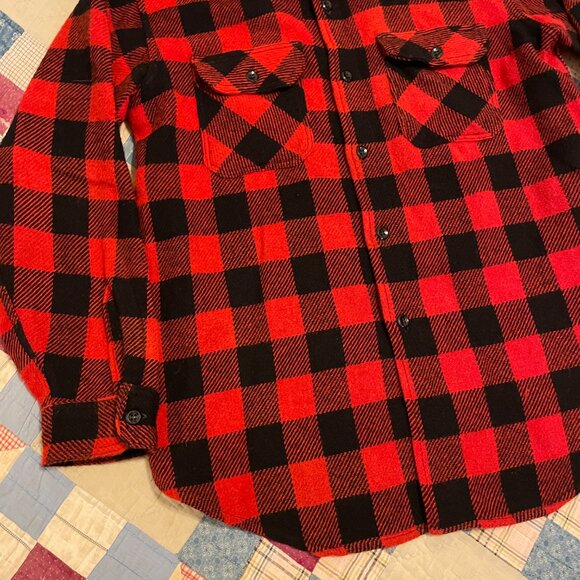 Vintage 1950s/60 Duxback Kamp It Wool Buffalo Check Plaid Red Shirt Jacket - Picture 8 of 16